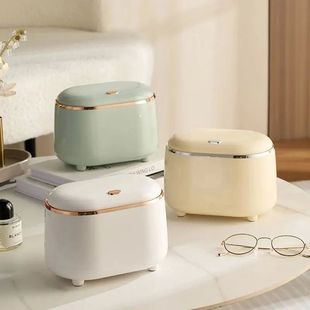 Beishan Mini Desktop Trash Can With Lid, Light Luxury Plasti