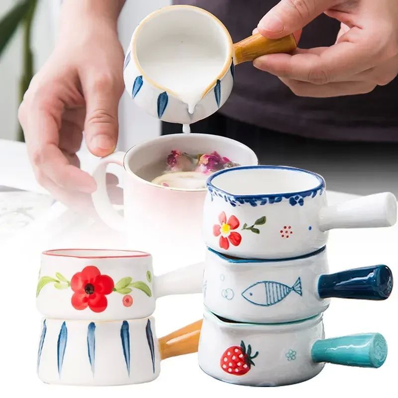 Ceramic Milk Jugs Creamer Cup with Handle Japanese Milk Frot