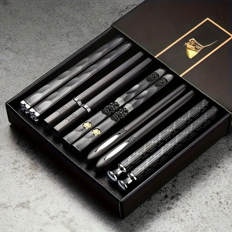 10-Pack Black Alloy Chopsticks - Super Bowl Asian Appetizer