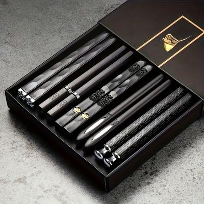10-Pack Black Alloy Chopsticks - Super Bowl Asian Appetizer