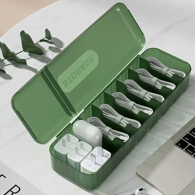 With 7 Compartments Organizer Charger Cord Storage Box Data