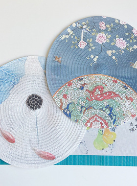 Cotton yarn placemats in round shape, heat insulation mats