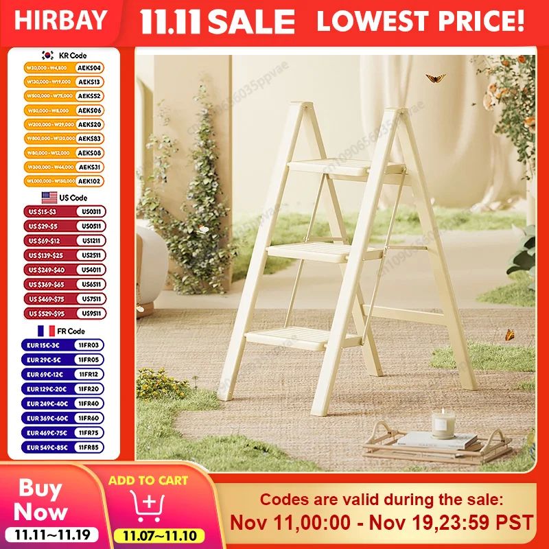 Multifunctional Cream Home Ladder Foldable A Frame Plant She