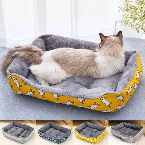 S-XXXL Warm Square Large Dog Bed Comfortable Winter Medium C
