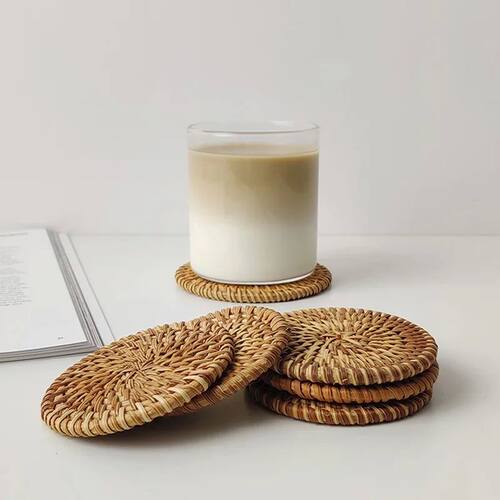 Placemat Pad Coasters Kitchen Table Mats Rattan Coaster Bowl
