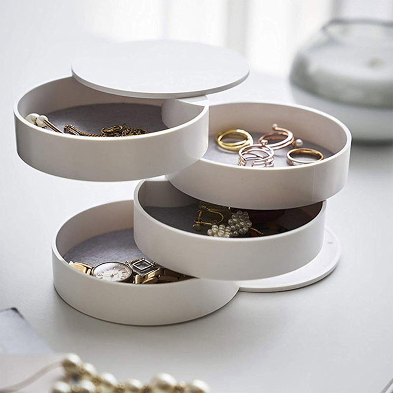 4 Layers Jewelry Storage Box 360 Degrees Rotary Holder Jewel