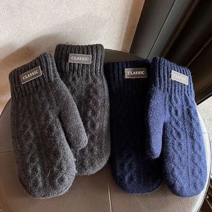 Men Winter Gloves Extreme Warmth Thermal Fleece Lined Knitte