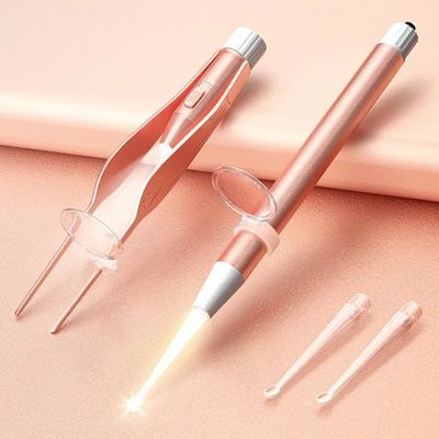 1Set LED FlashLight Ear Stick Booger Tweezer Clip Baby Ear C