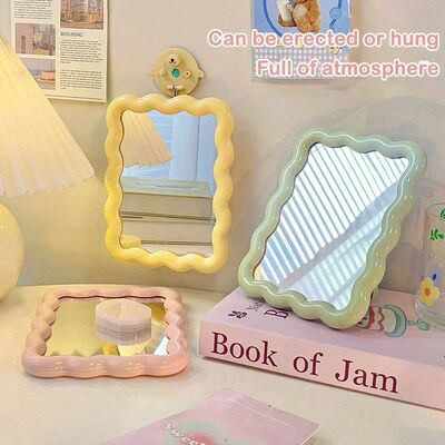 Corrugated Desktop Makeup Mirror Solid Color Simple Portable