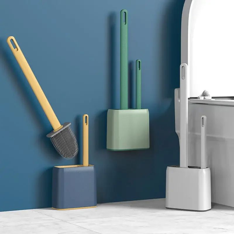 Long Hangle 2 in 1 Breathable Toilet Brush Silicone Wall Mou