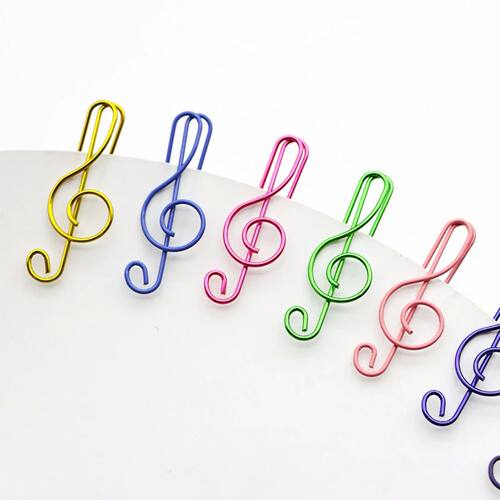 10/20/50Pcs Metal Cartoon Paper Clips Musical Note Colorful