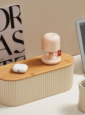 Cable Management Box Bamboo Cover Wire Junction Board Storag