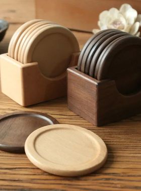 Wooden Coasters Set Black Walnut Solid Wood Round Table Mat