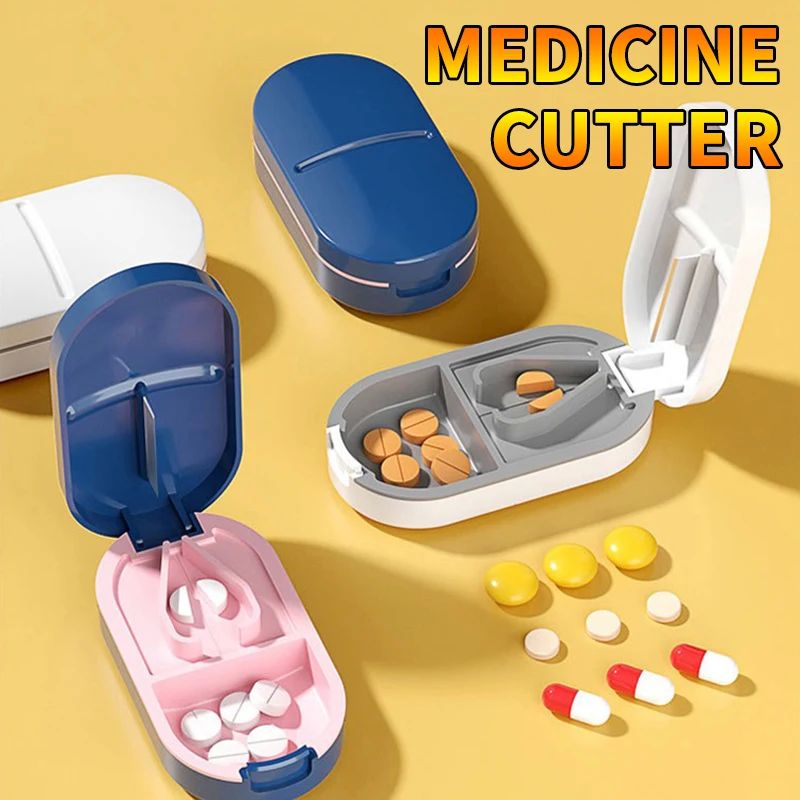 Portable Pill Splitter -2-in-1 Pill Box with Stainless Steel