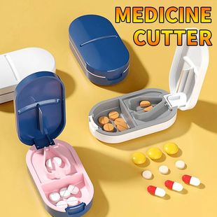 Portable Pill Splitter -2-in-1 Pill Box with Stainless Steel
