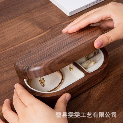 Black walnut wood jewelry box with lock, solid wood packagin