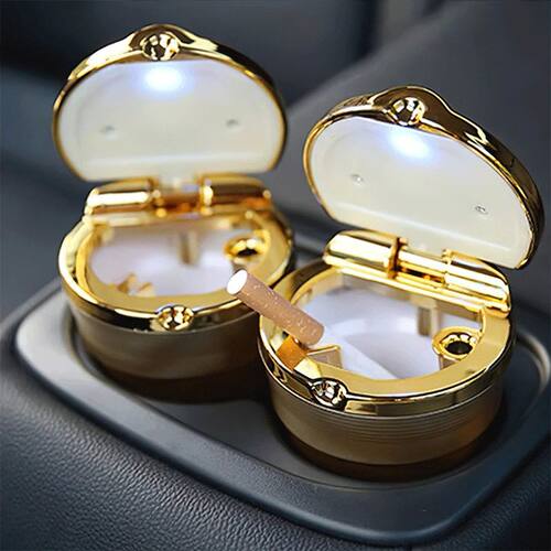 Universal Car Ashtray With Led Lights With Cover Creative Pe