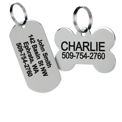 Stainless steel identification tag, pet dog tag