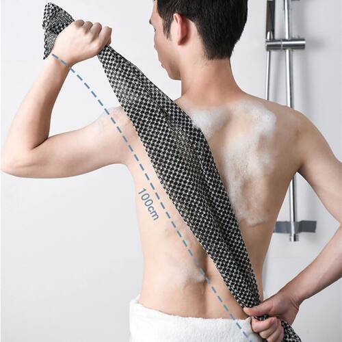 2x Silver-ion Exfoliating Washcloth Back Scrubber Nylon Foam