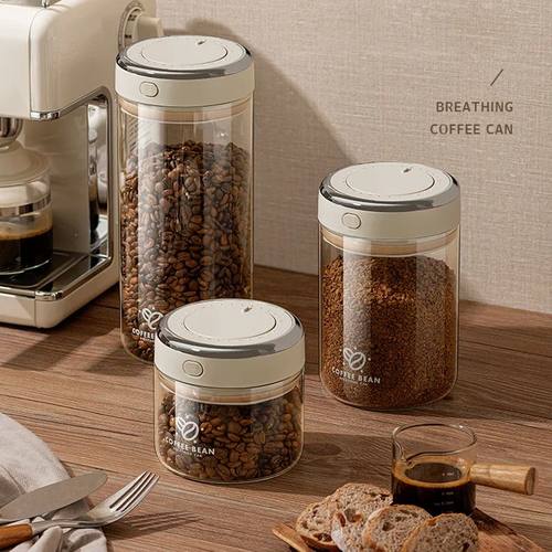 500/1100/1700 Coffee Beans Vacuum Sealed Tank Glass Food Sto