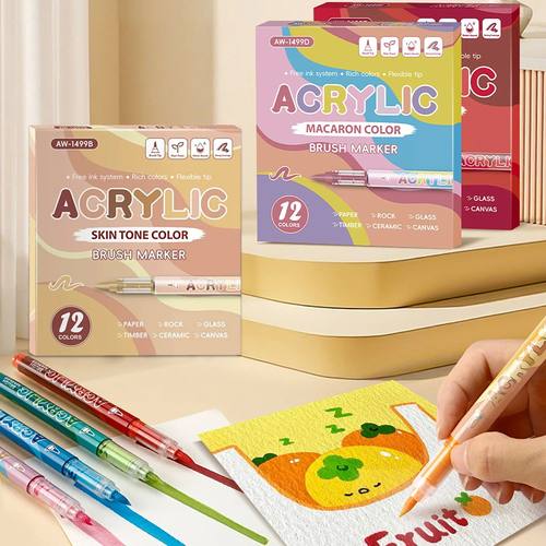 Water-Based Acrylic Markers Set,12 Colors acrylic paint mark