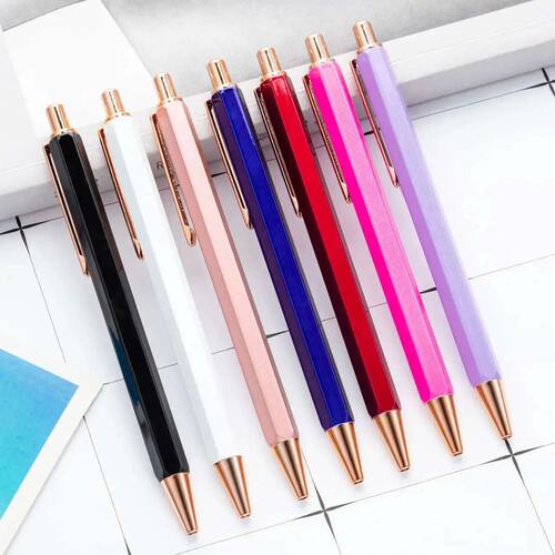 1 Piece Lytwtw's Creative Ballpoint Pen Hexagon Metal press