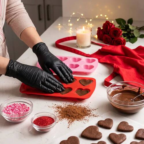 100 PCS Practical Kitchen Gift for Valentine's, Black Nitril