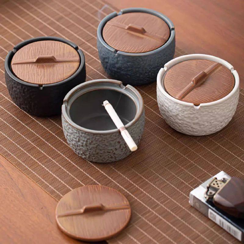 Ceramic Fly Ash-proof Ashtray with Cover Creative Personalit