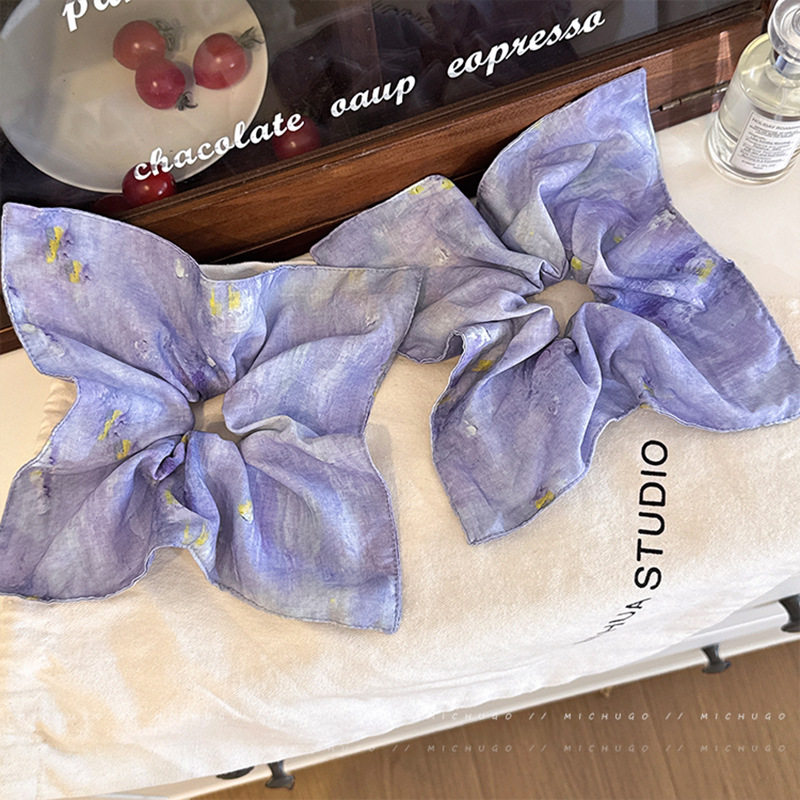 Purple square scarf, large intestine headband, female low图片