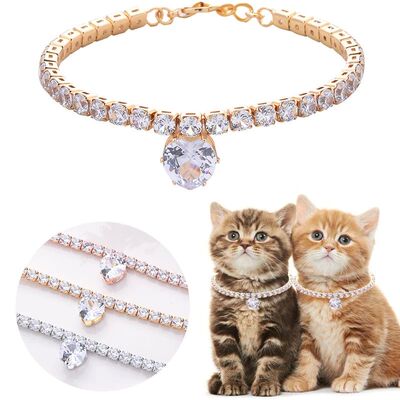 LuxuryCrystal Rhinestone Chain Collar for Dog and Cat, Adjus