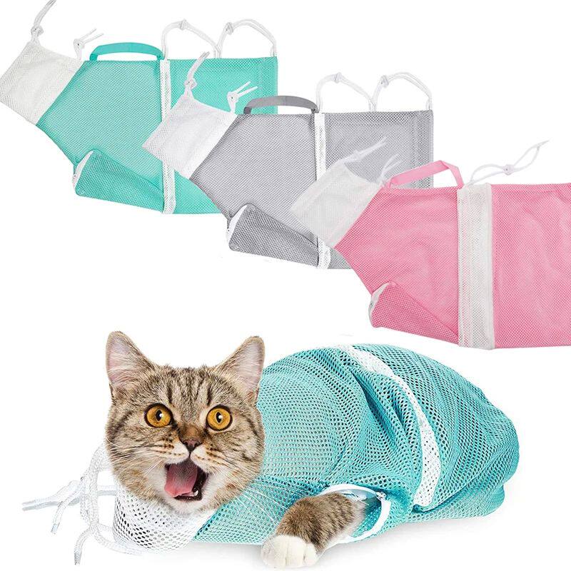 Pet Cat Bath Mesh Bag Multifunctional Adjustable Anti-Scratc