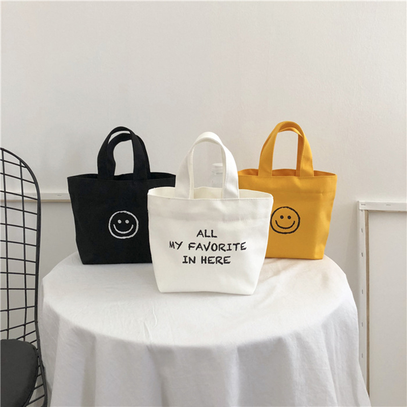 1 Pc Korean Style Smile Face Mini Shopping Bag for Women Fas 箱包皮具/热销女包/男包 时尚帆布包 原图主图