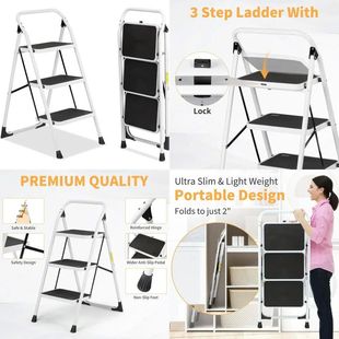 anti slip treads lightweight wide step with folding stool