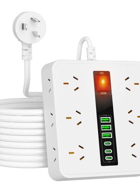 AU Plug Power board with 3 USB-A and 3 Type-C port,12AC Outl