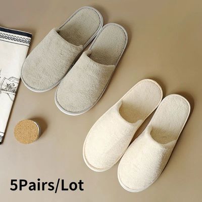 5Pairs/Lot Winter Cotton Slippers Men Women Hotel Disposable