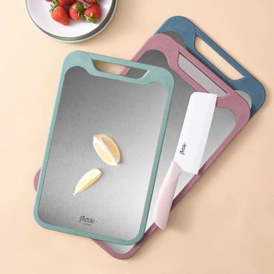 1PC Cutting Board Two Sides Of Stainless Steel and Plastic