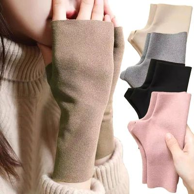 Soft Velvet Fingerless Gloves Women Half Finger TouchScreen