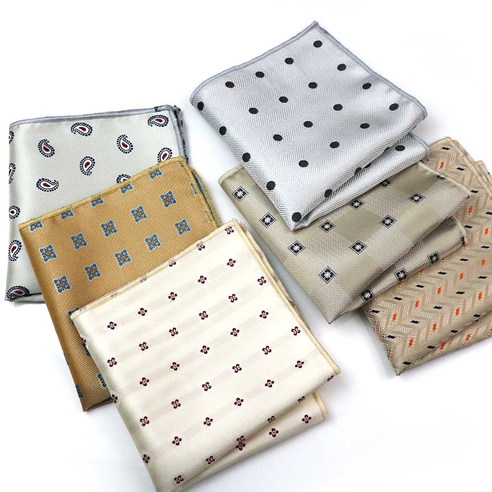 New White Color Pocket Square For Men Polyester Woven Horse