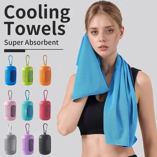 2 Pack Portable Round Silicone Covered Cooling Towel, Outdoo