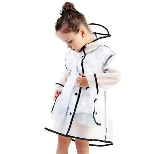 Kids Raincoat Waterproof Rain Poncho Clear Transparent Child