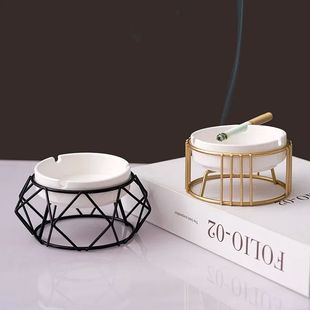 Ashtray with Shelf Living Room Decoration Geometric Ashtray