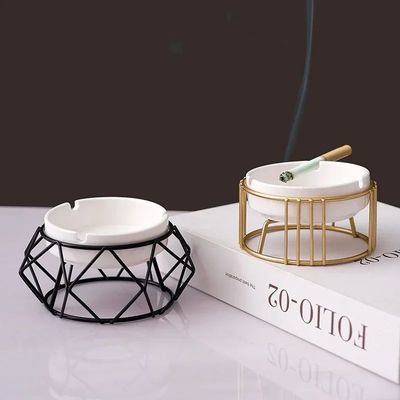 Ashtray with Shelf Living Room Decoration Geometric Ashtray