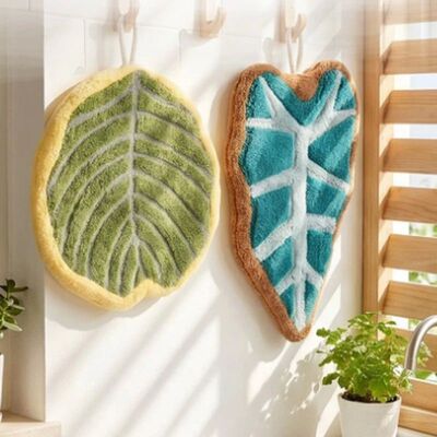 Leaves Hand Towel Green Leaf Handkerchief Bathroom Absorbent