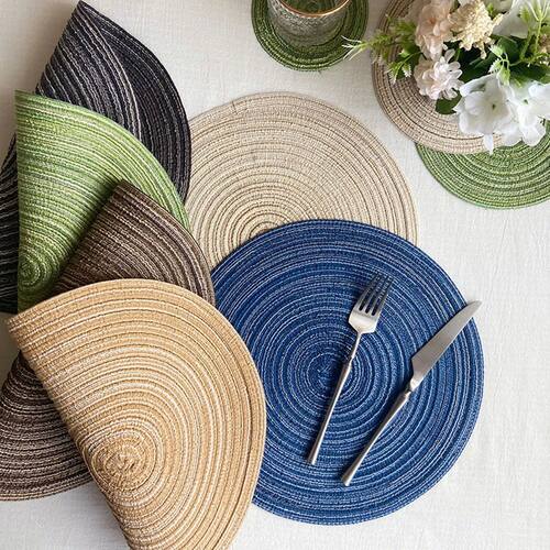 4pcs Round Table Mat Woven Ramie Placemats Anti Slip Dining