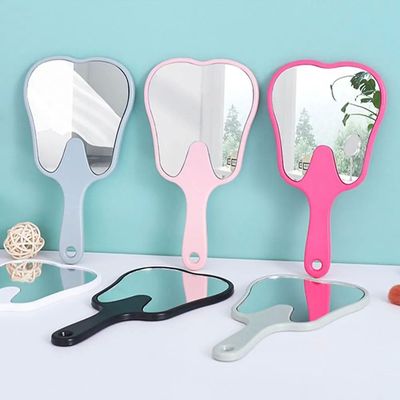 1PC Tooth Shaped Handheld Mirror Cute Makeup Mirror Durable