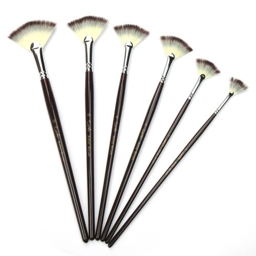 SeamiArt 6Pcs Fan Shaped Nylon Hair Gouache Watercolor Paint