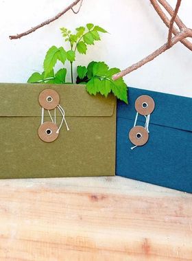 10Pcs Blank Kraft Paper Business Envelope Round Buckle Butto