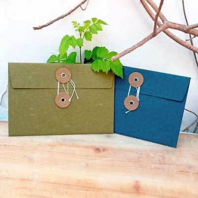 10Pcs Blank Kraft Paper Business Envelope Round Buckle Butto