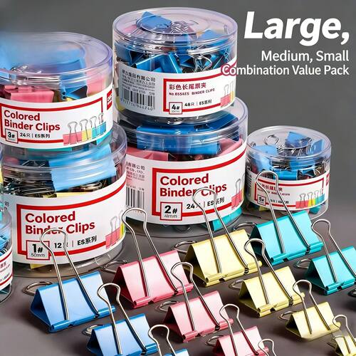 1-6# Multisize Colorful Binder Clips Long Tail Paper Clips O