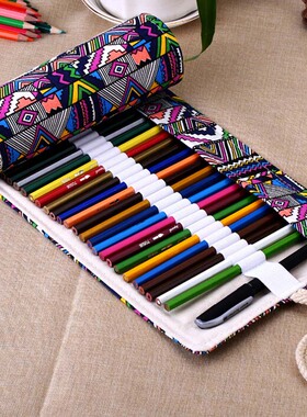 12/24/36/48 Holes Roll Colored Art Pencil Case Kawaii School